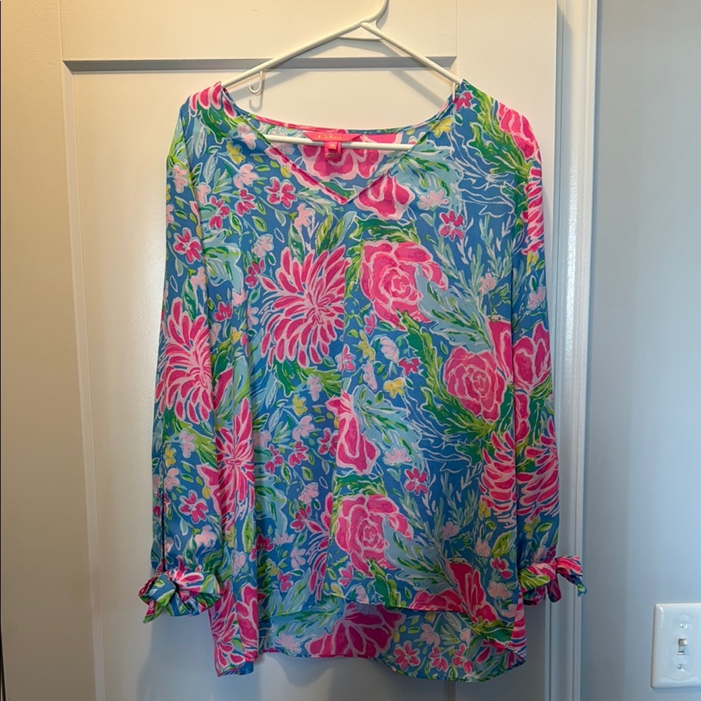 Floral Blue and Pink Women's Top